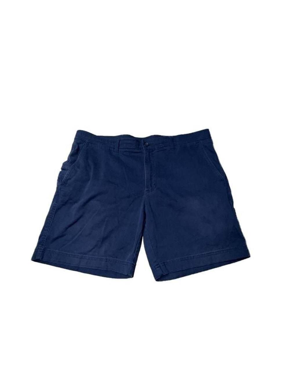 Roundtree & Yorke Men's Cotton Stretch Flat Front Chino Shorts Navy Size 40